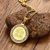 Men's Gold & Silver Stainless Steel Pendant with Cubic Zirconia - PN-627