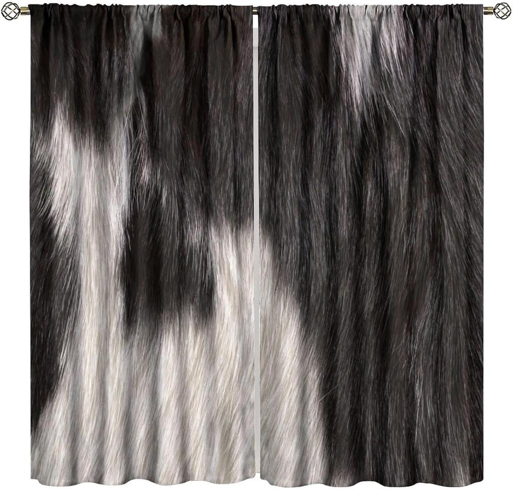 Leopard Print Curtains Rustic Safari Theme 3D wild Animal Fur Skin Brown Farm Window Treatments for Kids Living Room Bedroom