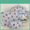 Blue Striped Bear Cosmetic Bag With Quilted Storage For Daily Use And Travel