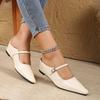 Pointed Single Shoes Women's New Shallow Mouth Soft Sole Low Heel One-word Buckle Bag Head Inner Height Increase Mary Jane Shoes
