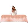 2Pcs Pink Rose Golden Birthday Party Tablecloths Rose Gold Sequin Plastic Table Cover, Pink Rose Gold Birthday Party Supplies Decorations for Girls