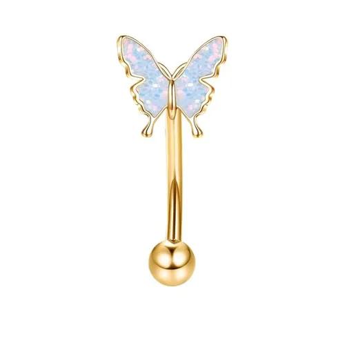 Bobisty Eyebrow Tragus Studs Stainless Steel Curved Barbell Dangle CZ Belly Lip Cartilage Daith Surface Piercing Jewelry