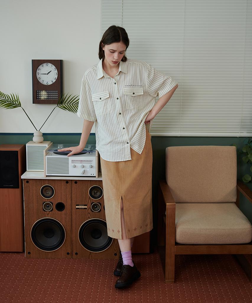 Eoboneoseu Striped Pocket Shirt [Ivory]