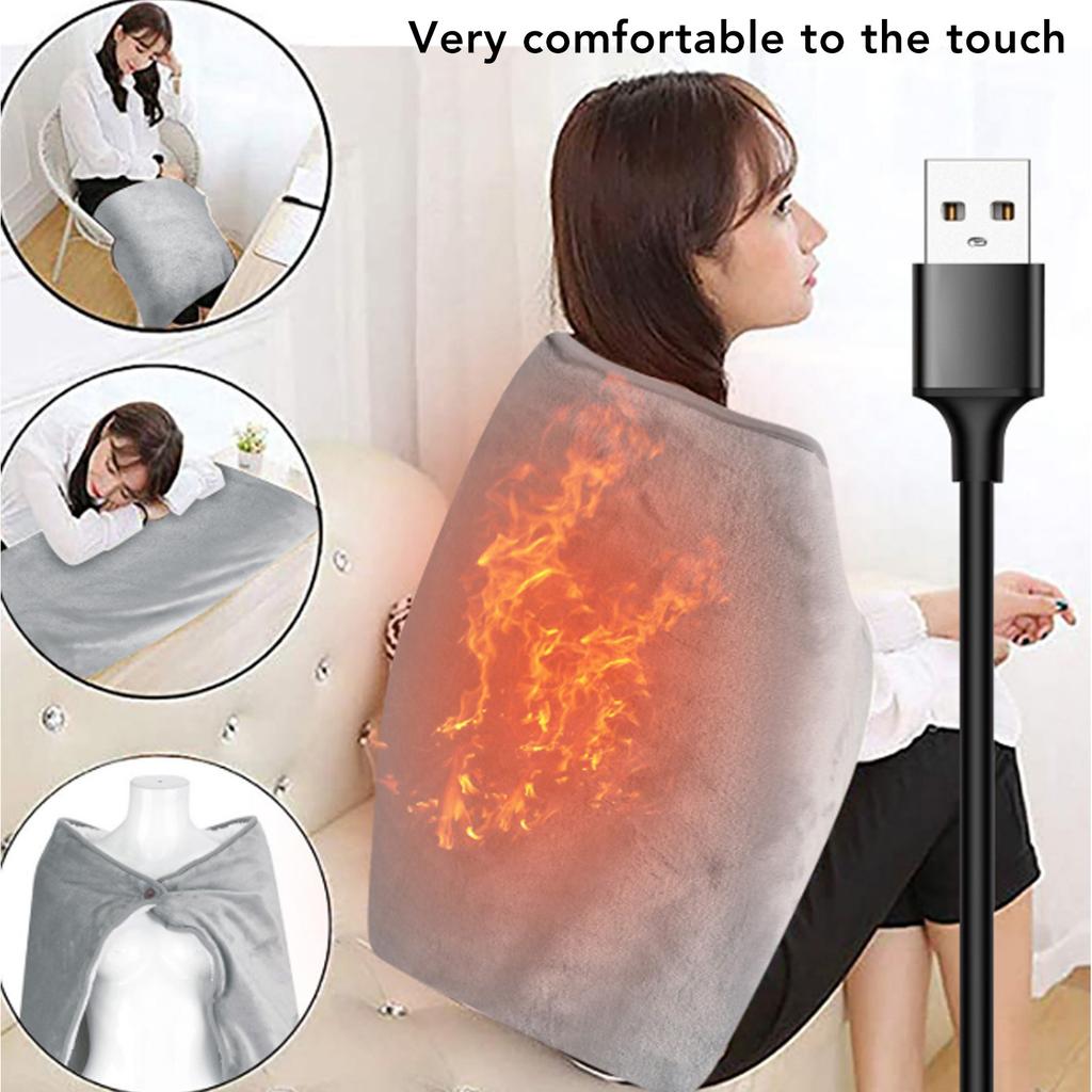 Electric Heated Blanket 5V Wearable USB Heating Electric Throw Blanket Soft Comfortable Heated Shawl for Office Home Car