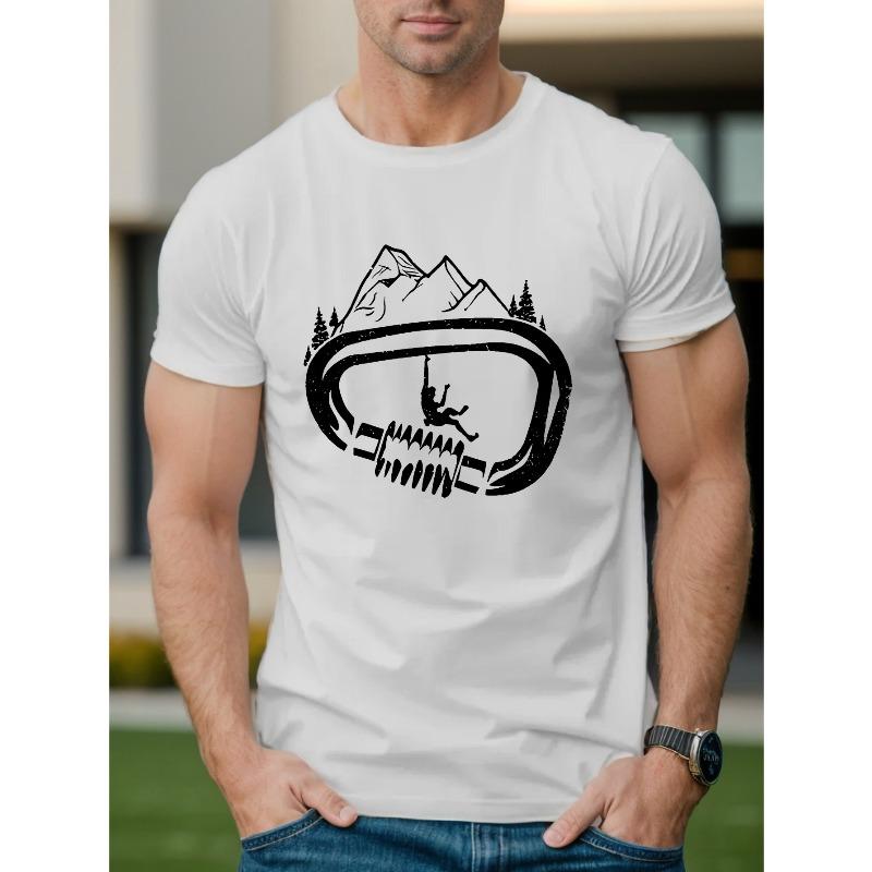 

European Size Climbing Mountain Climbing Clips Print Tee Shirt, Tees For Men, Casual Short Sleeve T-shirt For Summer - Men s ... S разноцветный