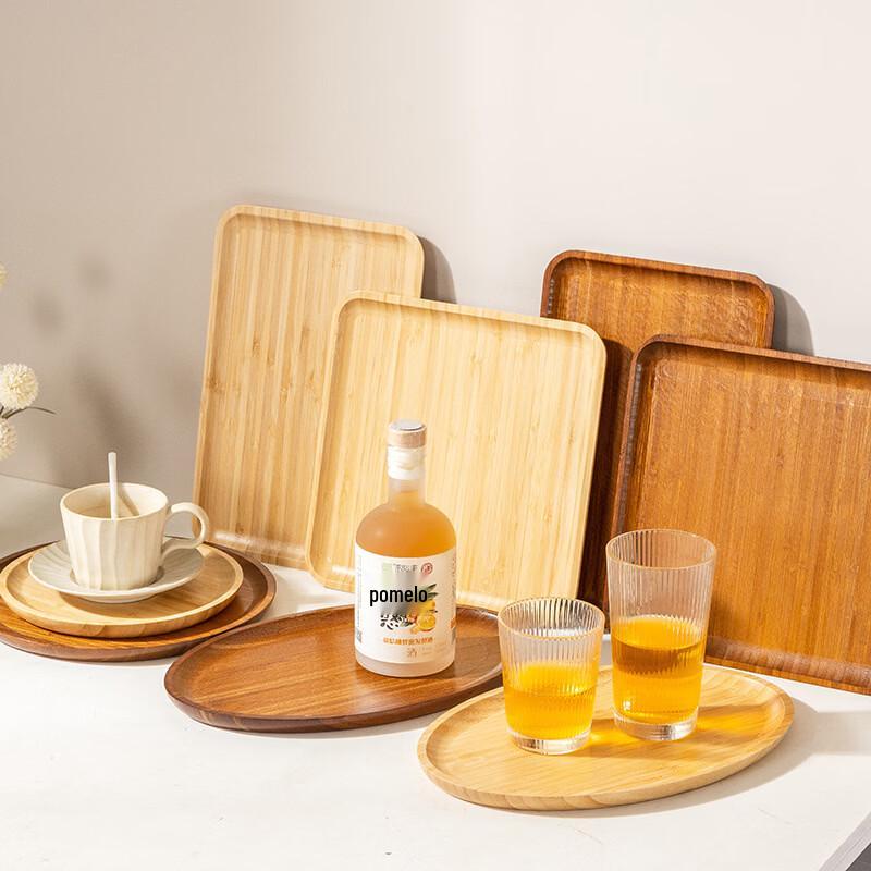 Japanese Style Acacia Wood Round Serving Tray