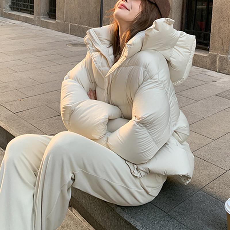 Winter Down Cotton Jacket Thick Warm Parkas Women Hooded Puffer Coat Loose Casual Overcoat Short Coat Female Outerwear