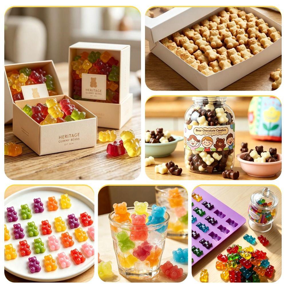Food-Grade Silicone Gummy Molds Trays Bear Shapes Chocolate Molds New Pudding Mould  Baking