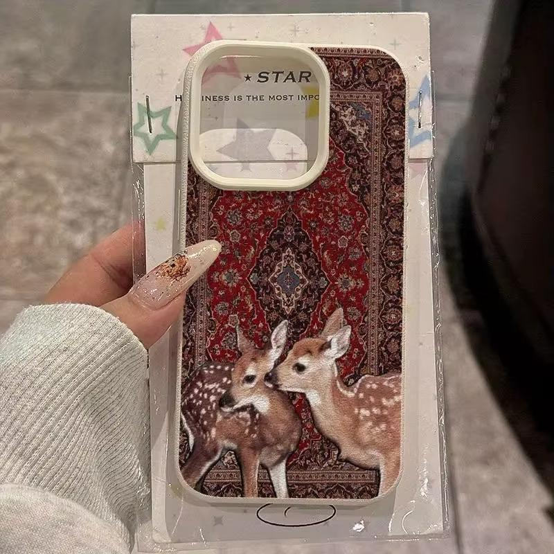 Vintage Deer Lichee Pattern Phone Case For iPhone 17 Air 16 e 15 14 13 12 11 Pro Max Plus SE Soft Shockproof Cover