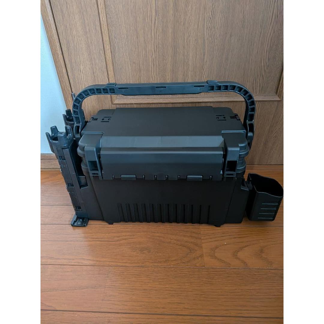 Used Tackle box with rod stand black