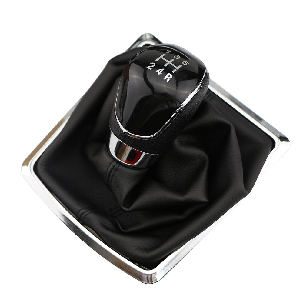 Car-Styling 5 6-biegowa gałka zmiany biegów dla Ford Focus 2 MK2 2005 - 2011 Fiesta Kuga 08-12 skórzany ochraniacz