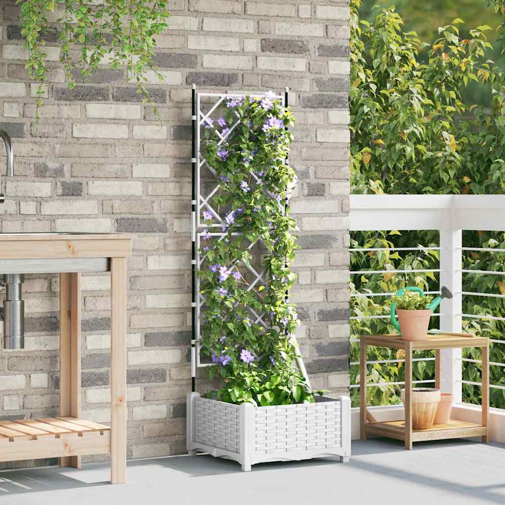 Garden Planter White 40 X 40 X 125.5 Cm Plastic