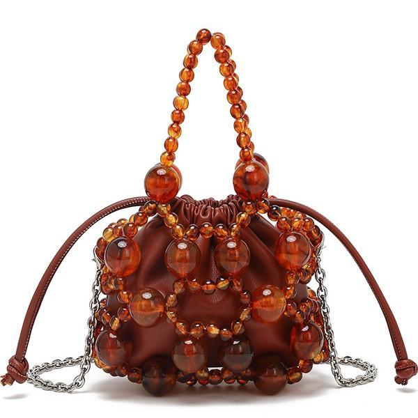 New Niche Design Exquisite Hollow Metal Beaded Woven Bag High-End Portable Oblique Span Bag
