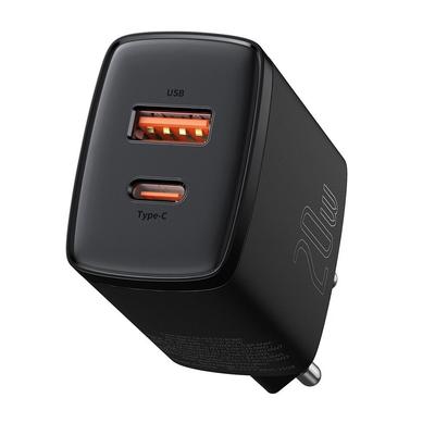 Compact USB USBC 20W 3A PD QC 30 Fast Wall Charger Black