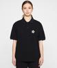 Graver [Unisex] Flower Embroidered Pique Short Sleeve T-Shirt_Black
