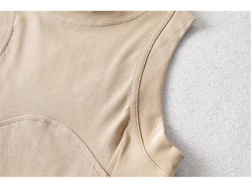 YPFF Trendy Sleeveless Women's Crop Top: Hot Girl European & American Style, Slim Fit, Solid Color, Front Spliced Design