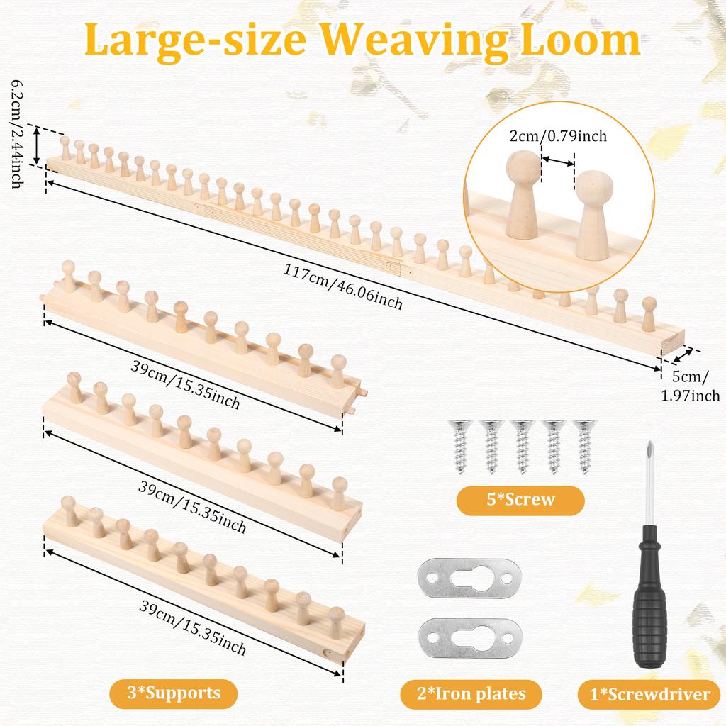 Chunky Blanket Loom Wood Knitting Frame DIY Throw Blanket Adjustable Hand Knitting Yarn Chunky Beginner Friendly Yarn Craft Gift