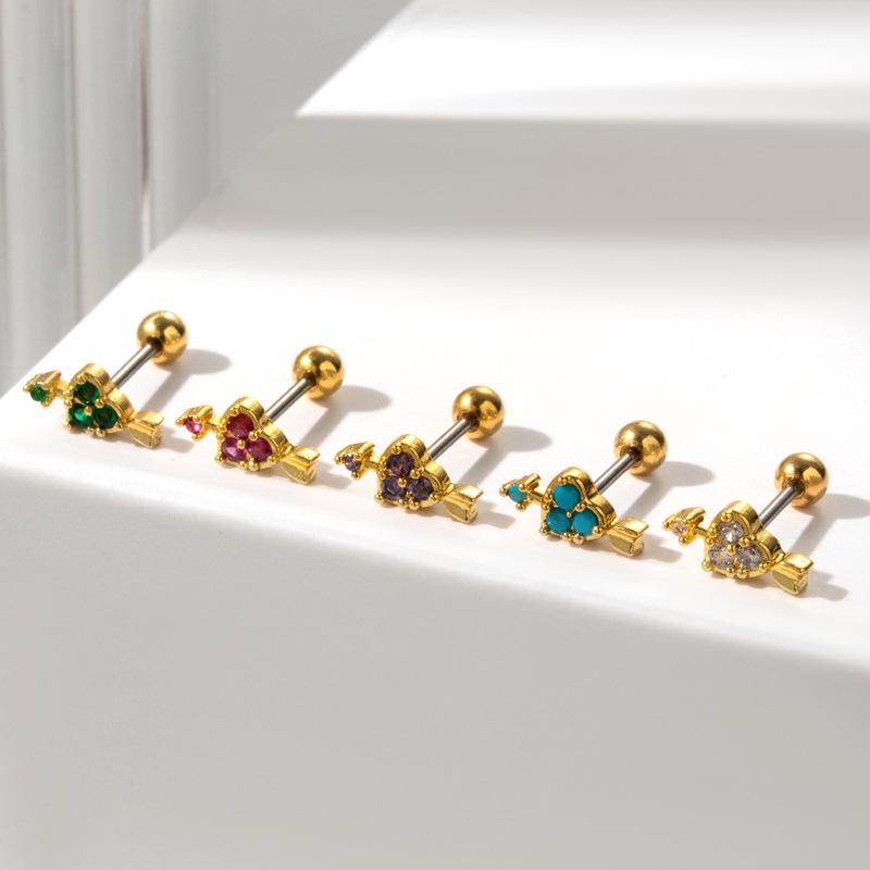 Henson Stainless Steel Zircon Arrow Heart Cartilage Stud
