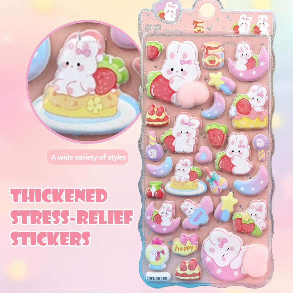 Cute Cartoon 3D Thickened Stress-relief Stickers Soft Mobile Phone Case Photo Album Decorative Children's Craft Supplies