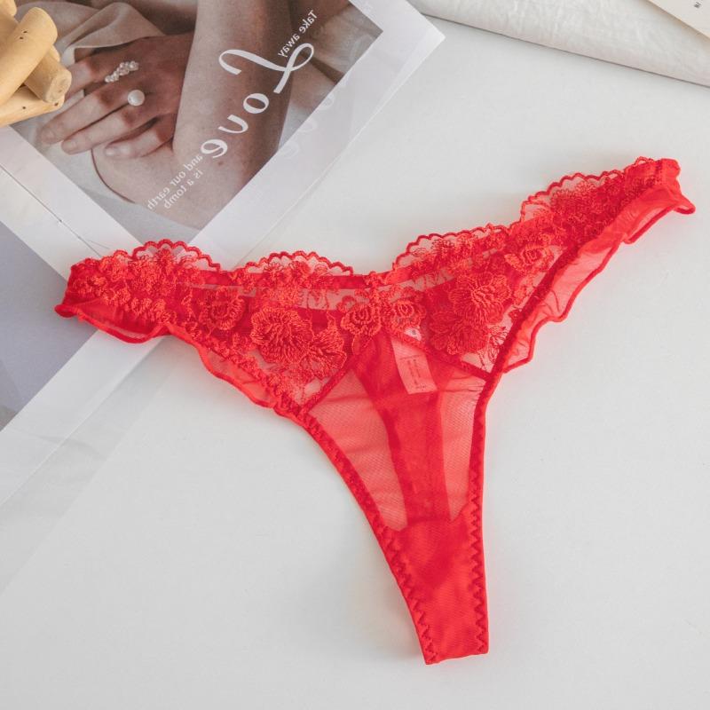 Lady Summer Ultra Thin Pure Desire Sexy Lace Mesh Gauze Beautiful Buttock Thong Underwear