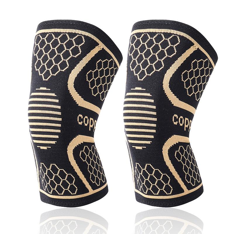 Copper-Infused Nylon Knee Support with Silicone Waves - Breathable and Knitted for Badminton, Running, and Fitness