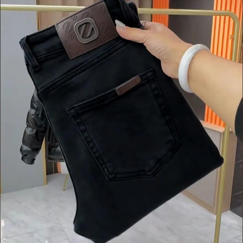 

Мужская весенне-осенняя одежда в корейском стиле, облегающие джинсы из денима, повседневные выстиранные брюки 27 чёрный