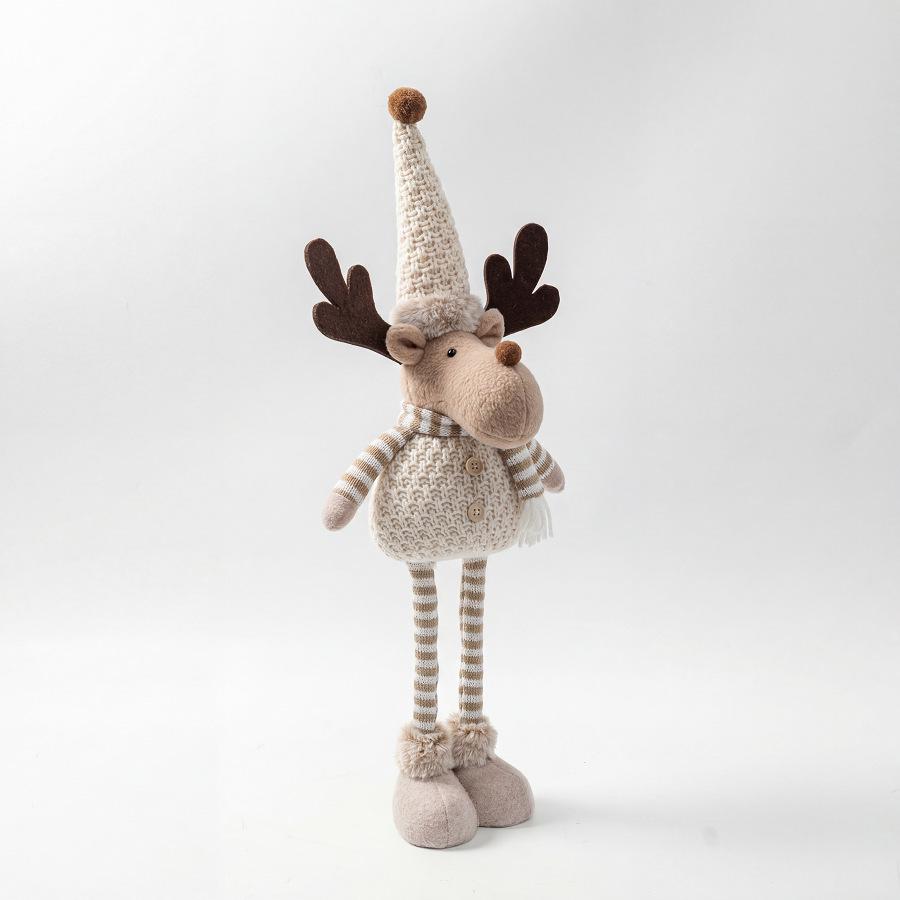 Khaki Kerstkaarten Serie Intrekbaar Beeldje: Oude Man, Rendier, Sneeuwman & Beer Vloerdecoraties
