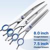 Fenice Professional 7.0/7.5/8 Inch JP440C Steel Left Hand Shears Blue Diamond Double Tail Nail Scissors Set for Pet Dog Grooming