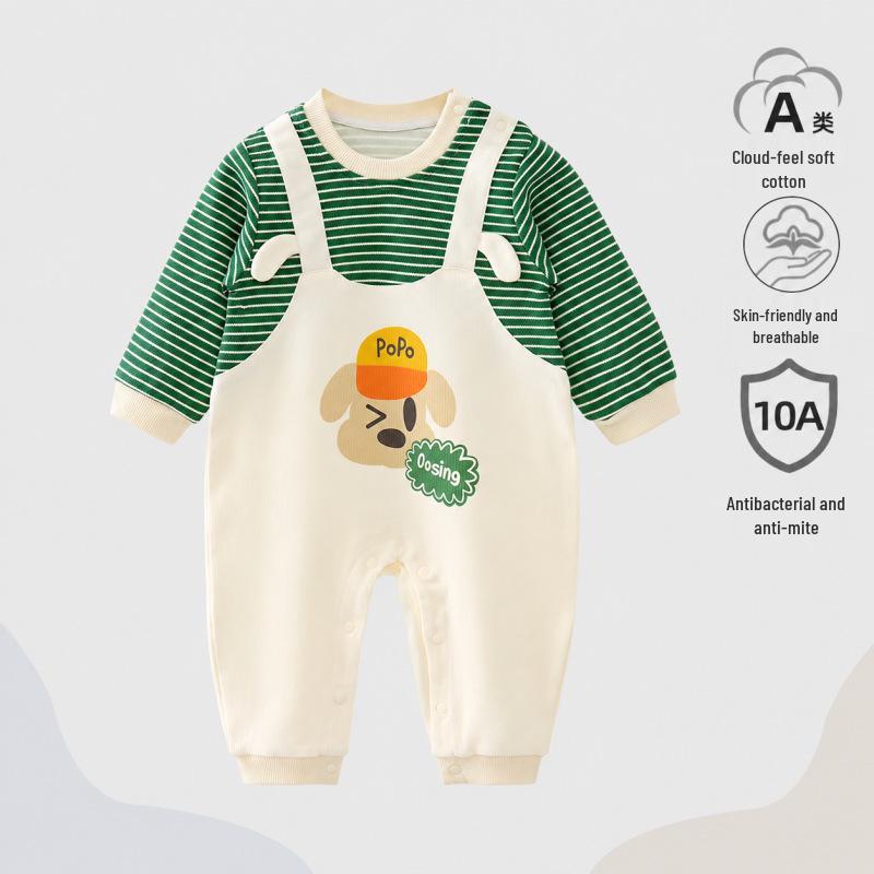 Nation's Top-Selling: Antibacterial Cotton Baby Bodysuit for Spring & Autumn - Long Sleeve, Perfect for Crawling & Home Wear.