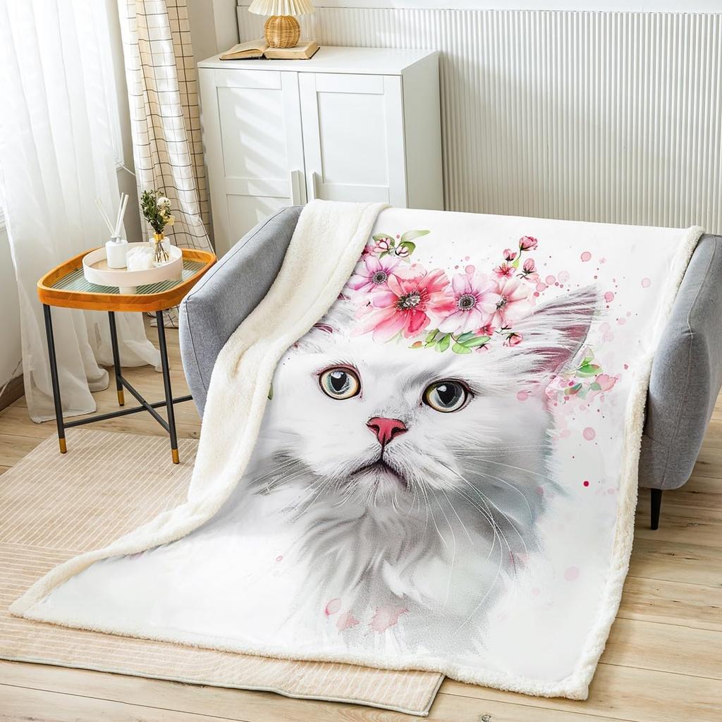 Funny Siamese Cat Blanket Soft Fleece Throw Cute Pet Design Yoga Cat Pattern Home Decor Gift For Cat Lovers