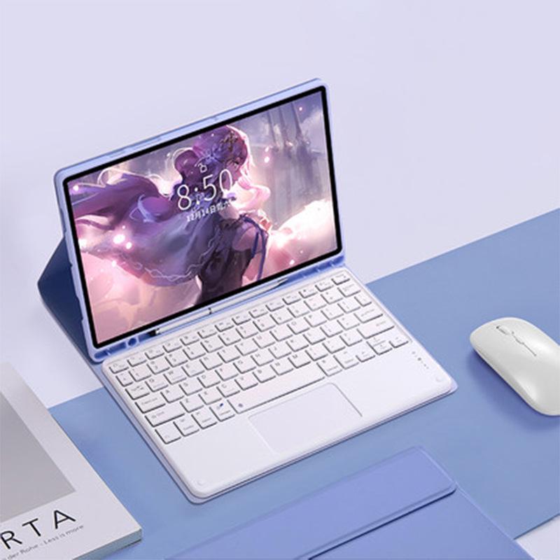 Compatible iPad Air 7th Gen Leather Case with Colorful Backlit Bluetooth Keyboard & Touchpad (10.9")