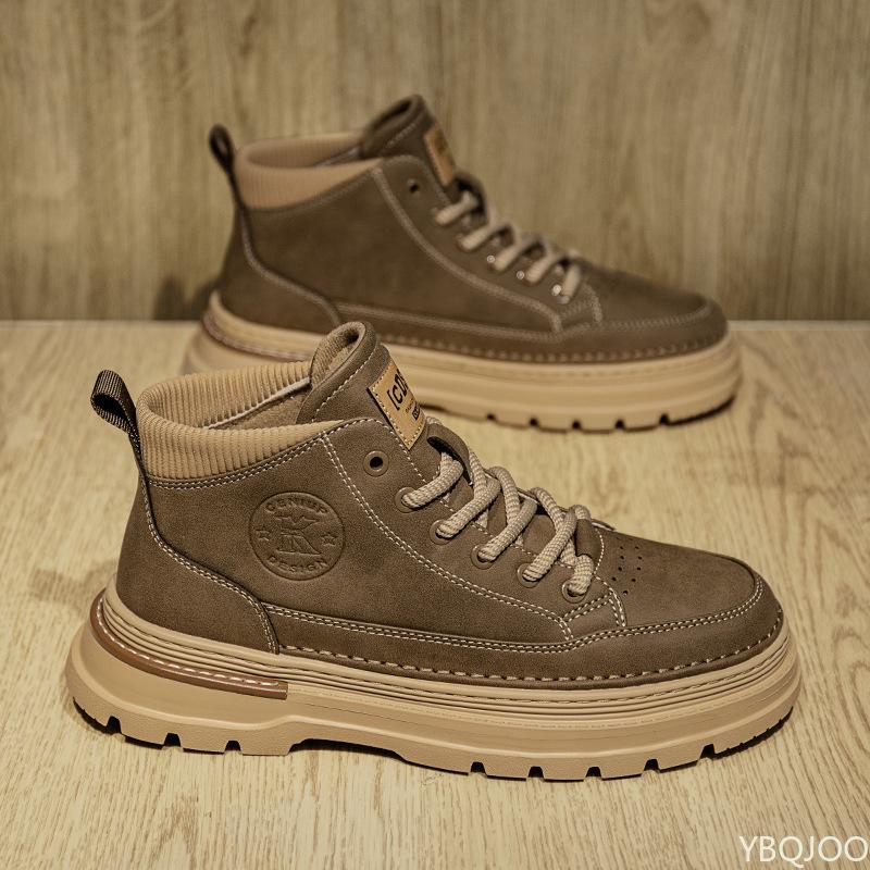 Fashion Men's new autumn breathable retro casual boots black high top workwear simple comfortable anti slip wear-resistant men's shoes
