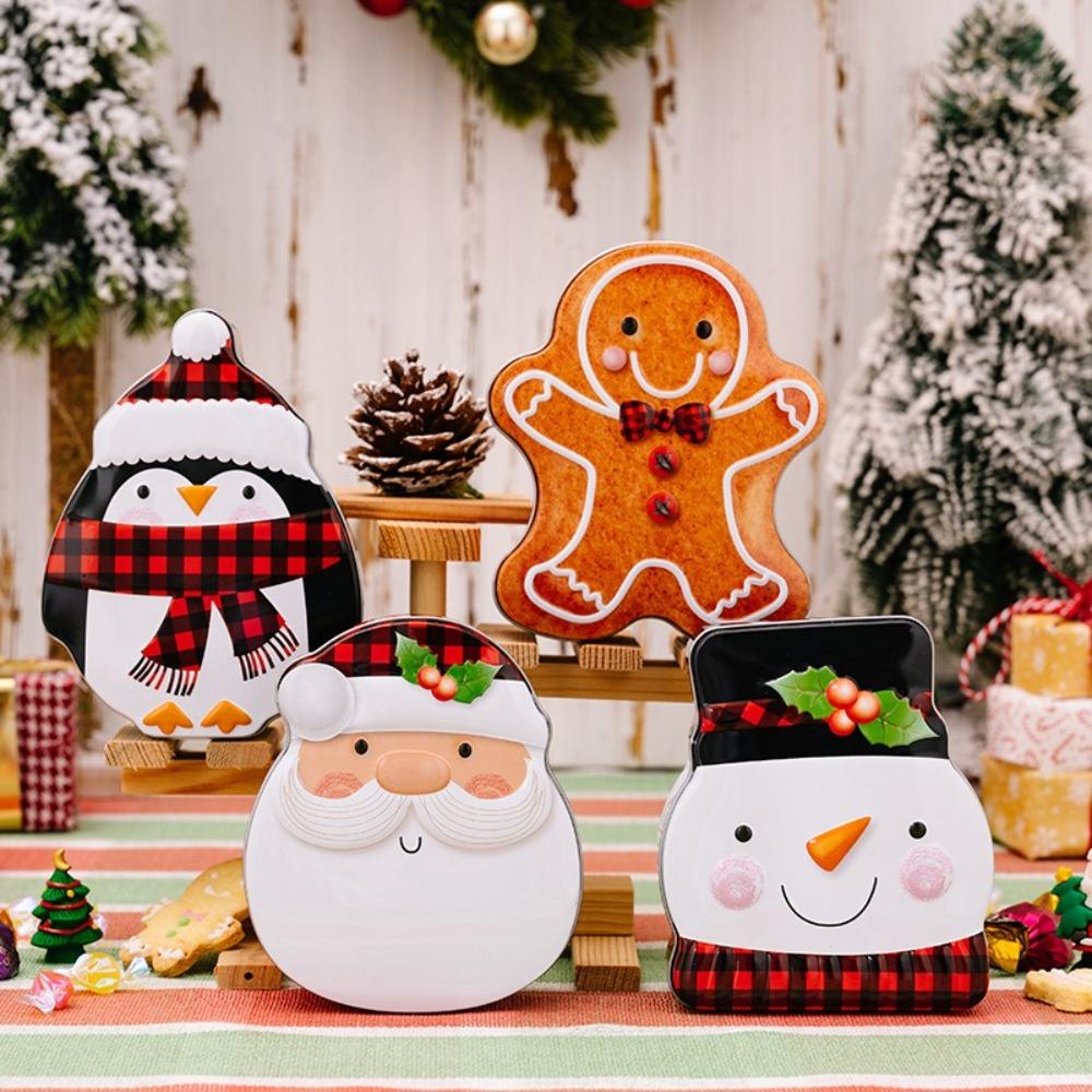 With Lid Christmas Iron Box Snowman Xmas Gifts Box New Christmas Candy Box  Chocolate
