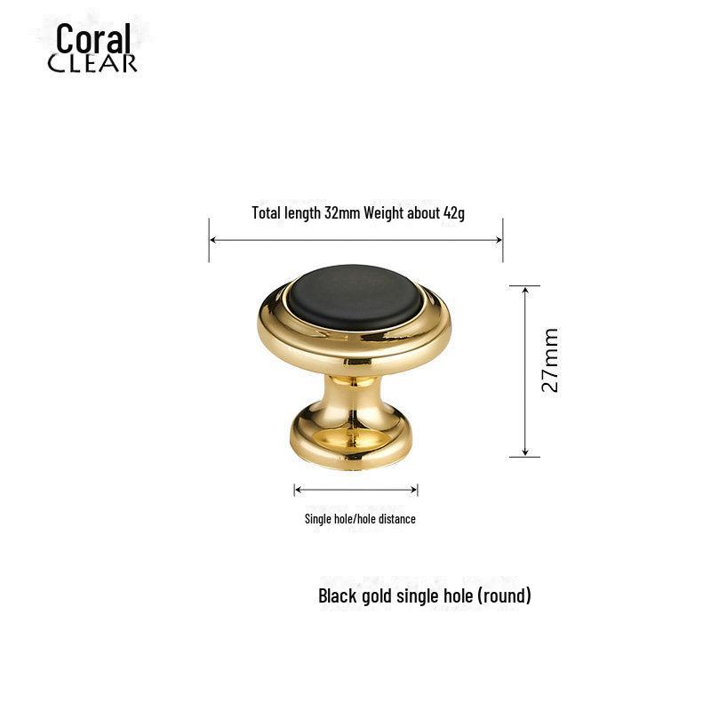 Mâner de cabinet european modern negru și auriu - Un singur orificiu