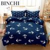 Nautical Bedding Set Ocean Anchor Duvet Cover Sailor Pirate Sea Adventure Bedspread For Kids Boys Navy Blue