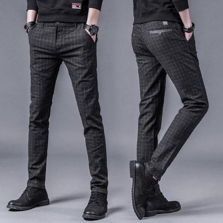 Men's Fashionable Autumn Casual Korean Elastic Pants Trendy Straight Leg Versatile Brushed