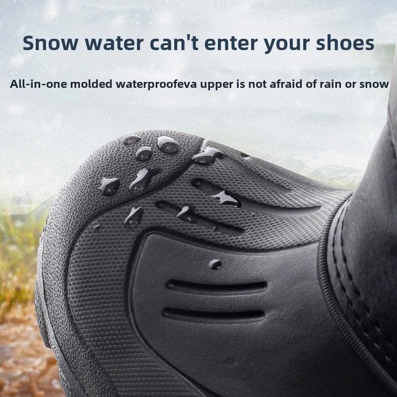 Fashion Winter Men's Rain Boots Waterproof Casual Cotton Boots Outdoor Non Slip Fishing Boot Plush Warm Cotton Rain Boots for Men Botas