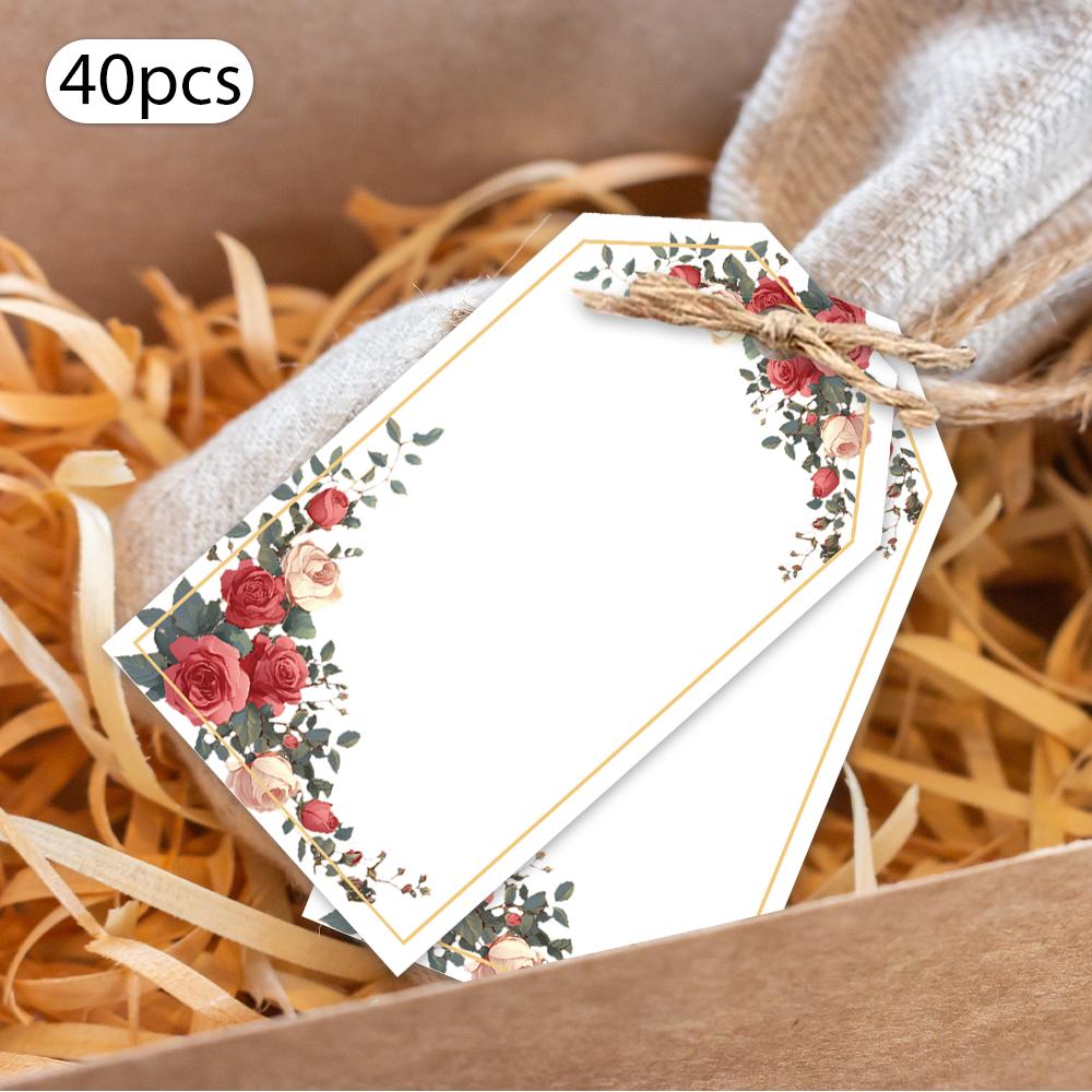 40pcs, Christmas tags, gift labels, party decorations, DIY cards, holiday home decor, greeting cards, party cards, gift twine