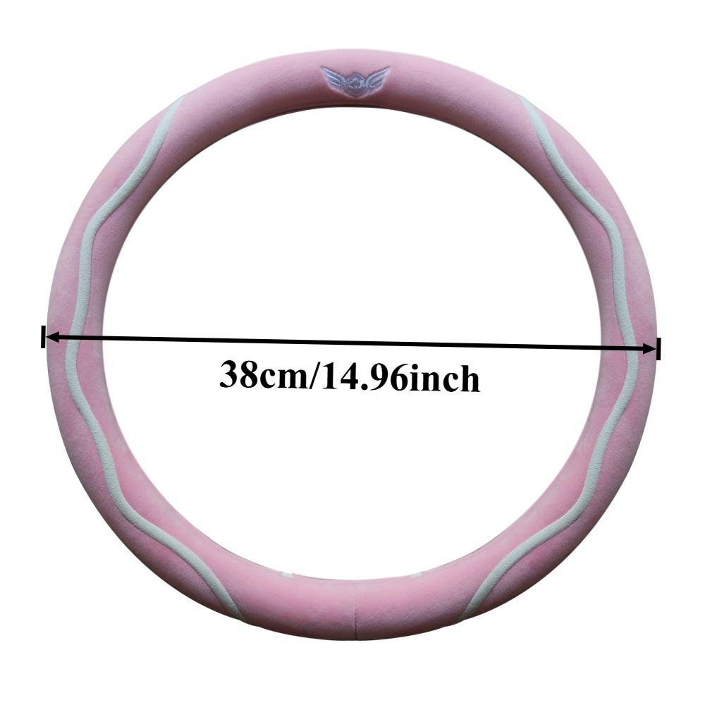 Winter plush car steering wheel cover short plush warm anti-slip round car steering wheel protective handlebar cover