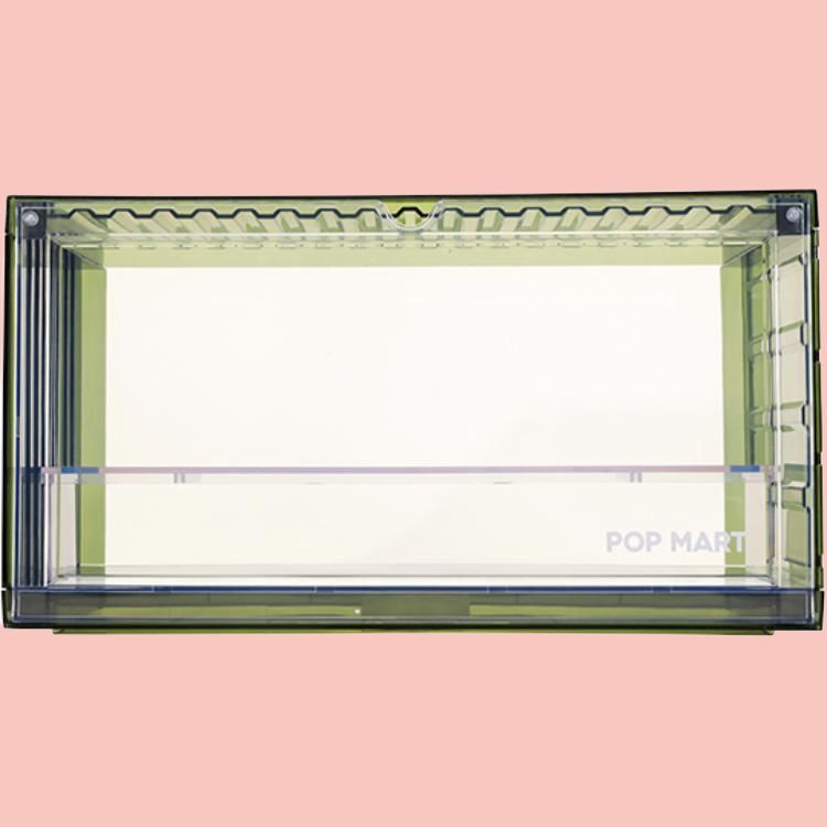 New POP MART Interlocking Display Case HD Transparent Green Model Accessories 1221129003-1