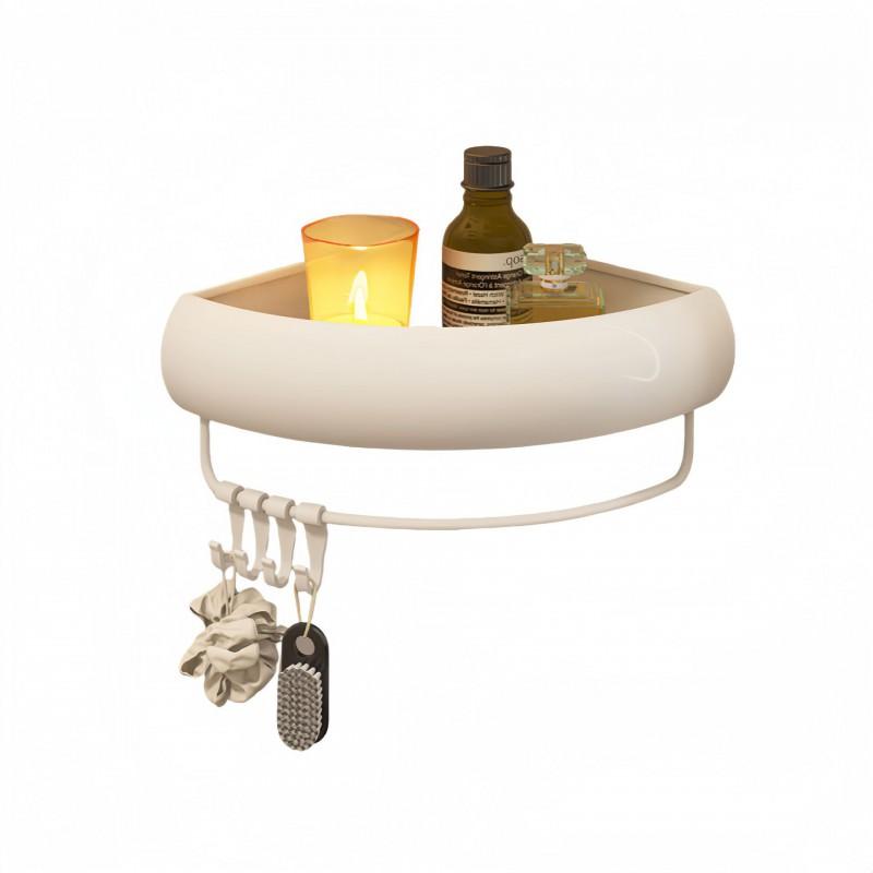 Cream Style Bathroom Corner Shelf No Drill Shower Storage Rack Space Aluminum