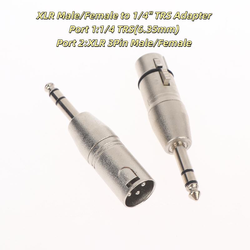 1/2Pcs 6.5Mm Stereo 1/4" Trs Male To Xlr 3Pin Female & Male Stereo Balanced Audio Connectors 1/4 Inch Trs To Xlr Adapter Set