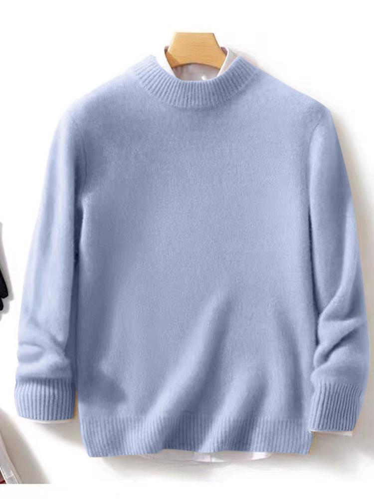 Men's 100% Wool Crew Neck Sweater - Casual Business, Thick Knit, Autumn/Winter Versatile.