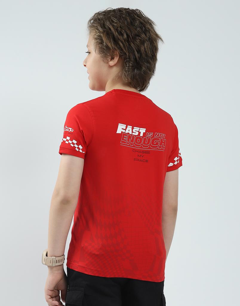 Monte Carlo Boy's Regular Fit Printed Half Sleeve T-Shirt