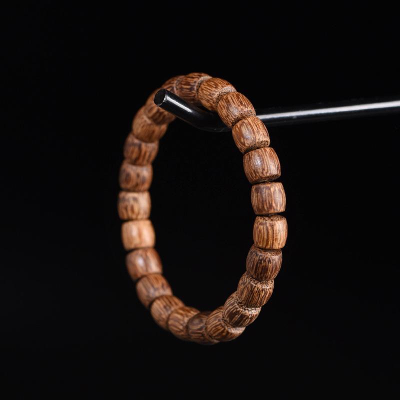 Agarwood Beaded Mala Bracelet Natural Handcrafted Smooth Wooden Wristband Adjustable Unisex Jewelry for Men Women Prayer Gifting
