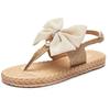 Summer Shoes Woman Travel Beach Sandals Sweet Bow Decoration Designer Shoes Outdoor Leisure Flip Flops Retro Linen Sandalias