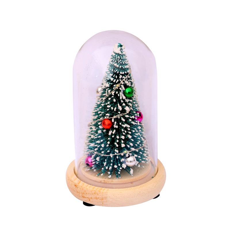 Wood Glass Cover Christmas Tree Ornament Light Up Mini Christmas Tree Christmas Gift Christmas Ornament Cedar