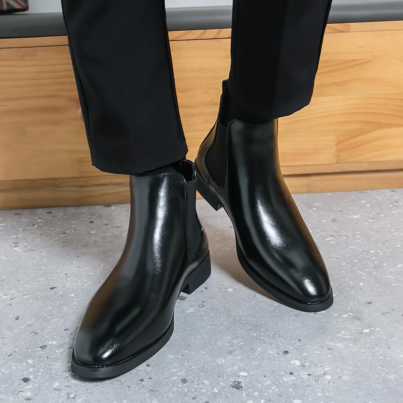 2026Fashion Shoes British Style Outdoor Shoes Men's Pointed Toe Boots High - Top Leather Casual Business Formal Office Footwear