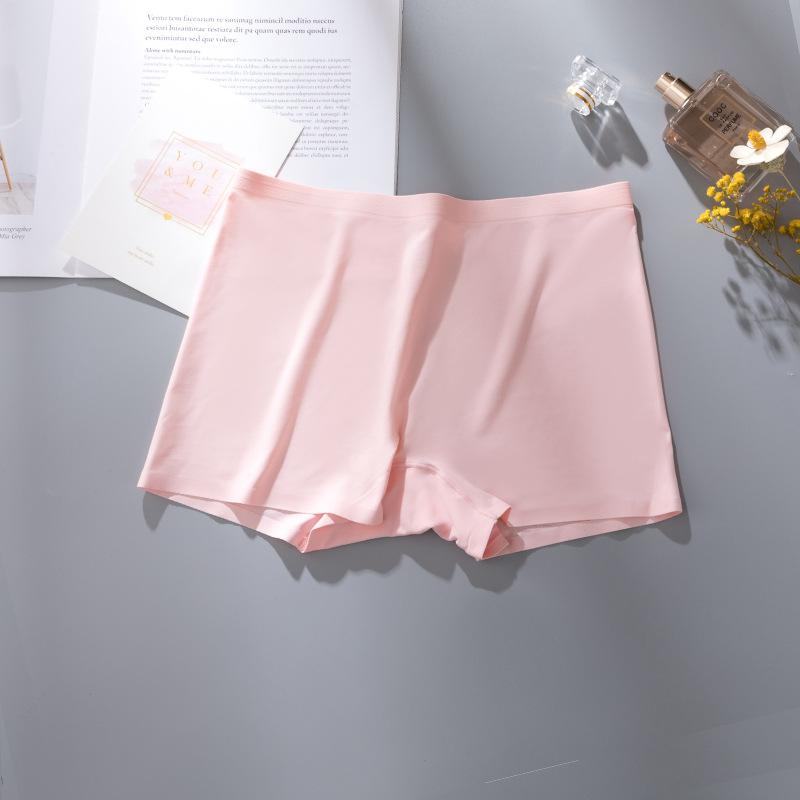 Slip boxer in seta ghiacciata senza cuciture, mutandine da donna, boxer a vita media, pantaloni di sicurezza antiscivolo, leggings, biancheria intima estiva