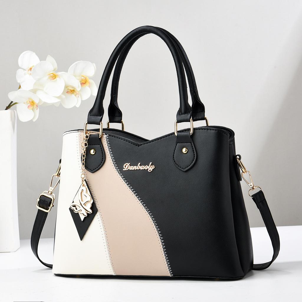 Handbag with Patchwork and Contrasting Colors, Single Shoulder Crossbody Bag, Fashionable Large Bag